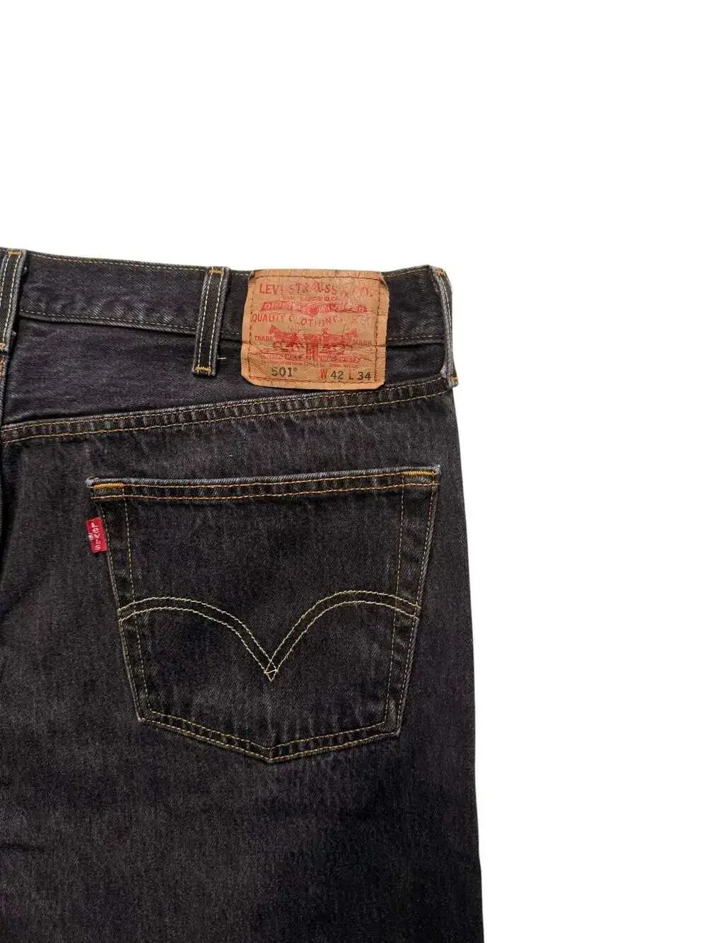 Levi's 501 Original Fit Straight Leg Button Fly Black Jeans Size 42x34